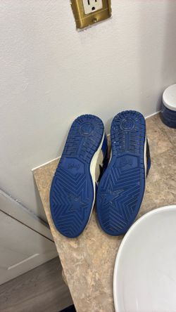 Bathing Ape BAPE SK8 STA #1 in Navy, featuring a navy and white leather upper with grey suede accents. size 10