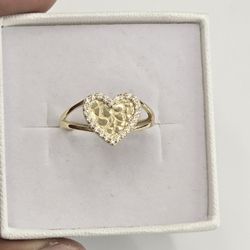 14kt Real Gold Heart Nugget Ring For Women