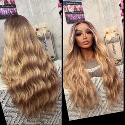 Human Hair Blended Lace Front Wig 