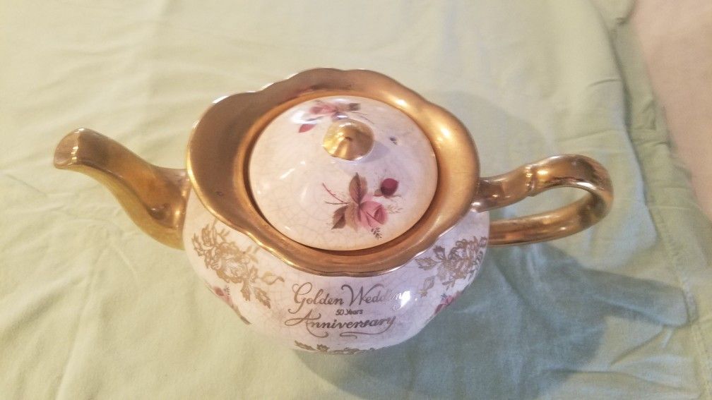 Price Kensington Tea Pot, Patterned 50 th anniversary. Made In England. Perfect Condition.