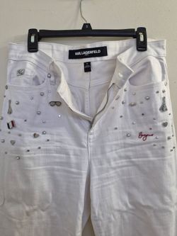 Karl Lagerfeld Paris White Embellished Jeans