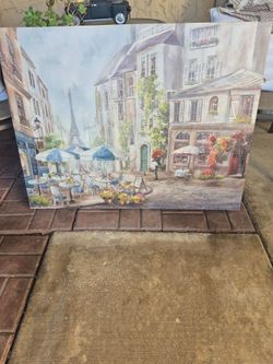 Large Paris Street Scene Canvas Wall Art