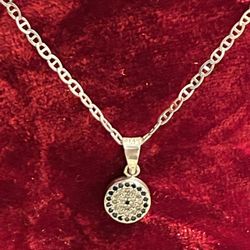 Silver Necklace With  🧿LUCKY🧿BLUE 🧿 EYES🧿Pendant 