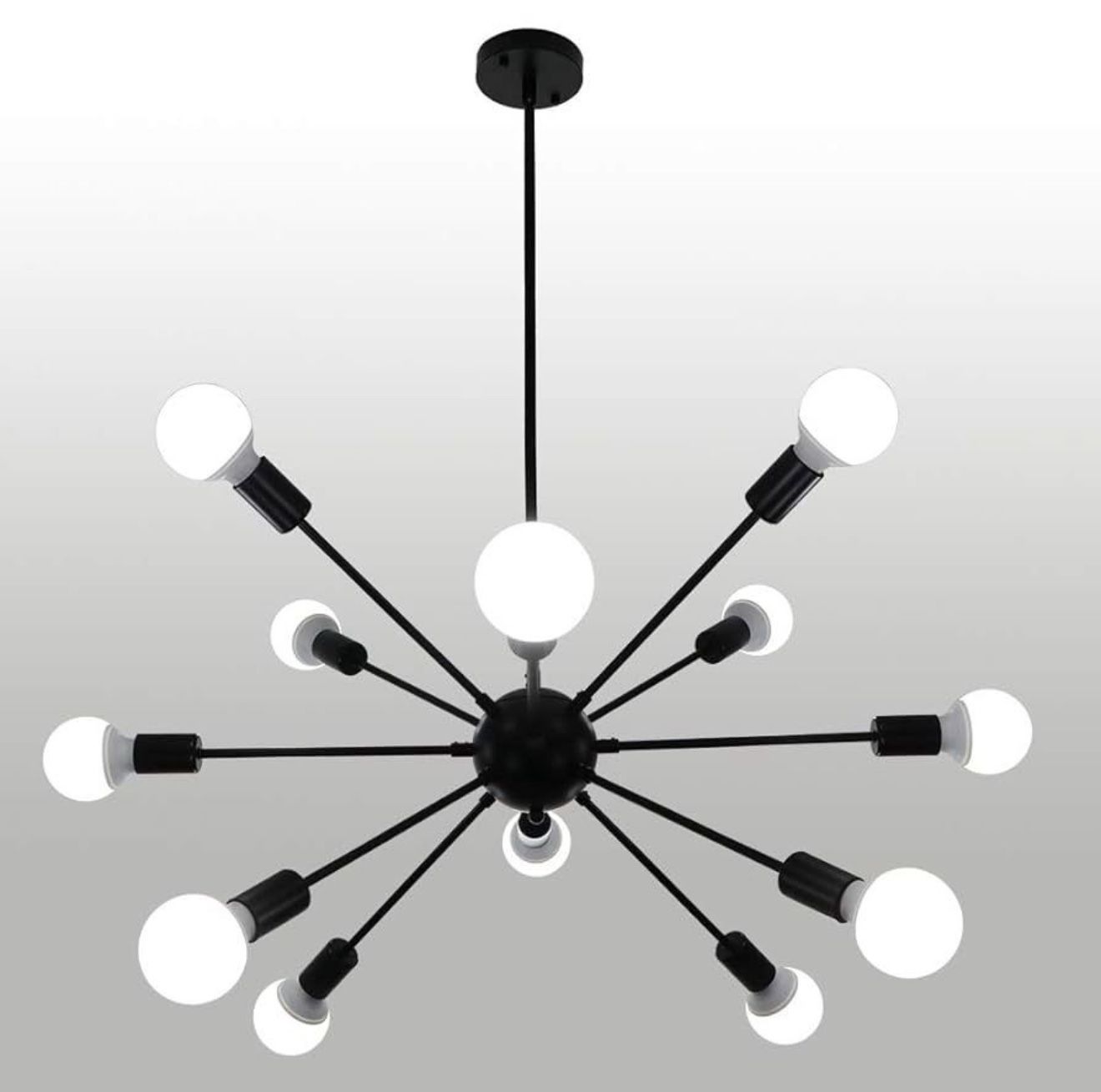 Sputnik Ceiling Light Fixture, 12 Lights Black