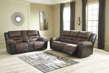 EARTHURT CHESNUT RECLINING SOFA AND LOVESEAT