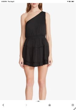Black One-Shoulder Tiered Mini Dress
