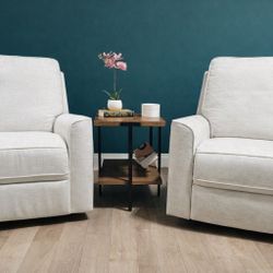 True Innovations Paxley Swivel & Glide Recliners – Ivory (Set of 2)