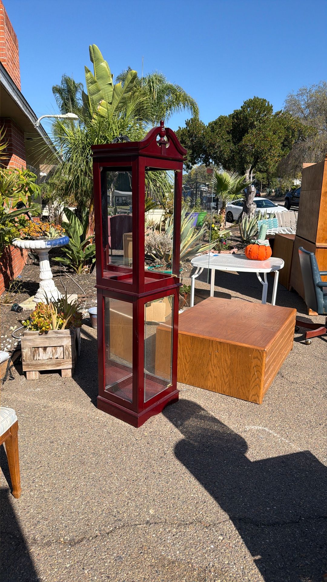 Rose Wood Color Curios Cabinet