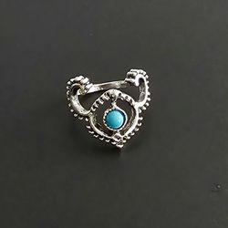 TURQUOISE RAM LADIES NEW SIZE 6 FASHION SILVER RING