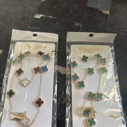 Set (ring, Earrings, And Necklace) - Gold Plated