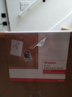 Staples 2x3 Cork Bulletin Board Oak Finish