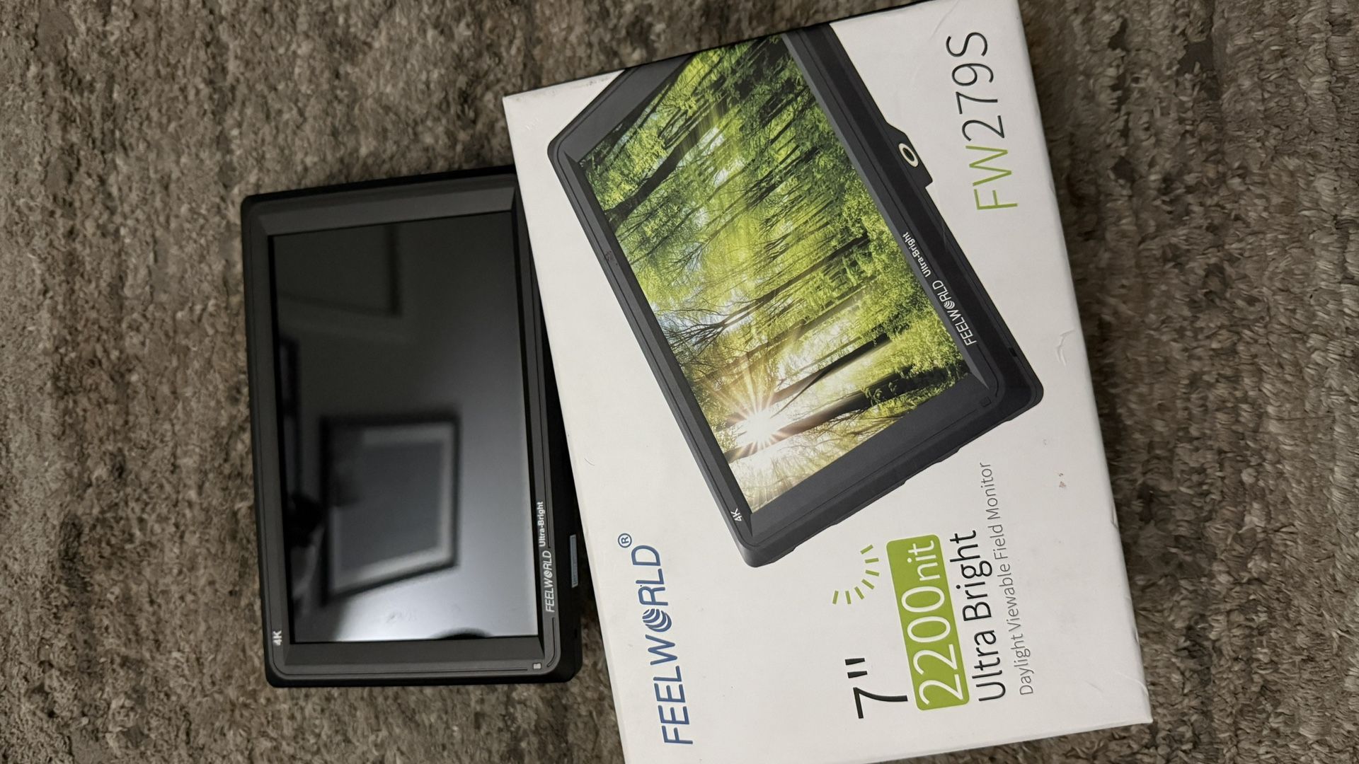 Used Feelworld FW279 7" 4K HDMI I/O Ultra-Bright 2200nit Daylight Viewable Field Monitor, 1920 x 1200