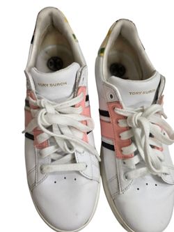 Tory Burch Howell T-Saddle Court Sneakers 8M Pink/navy