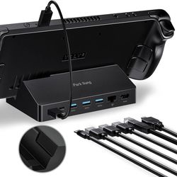 new Park Sung Docking Station for Steam Deck, 7 in 1 Dock with HDMI 2.0 4K@60Hz, Gigabit Ethernet, 3 USB-A 3.0 5Gbps High Speed Data Ports, USB-C Data