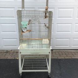 Bird Cage On Rolling Cart