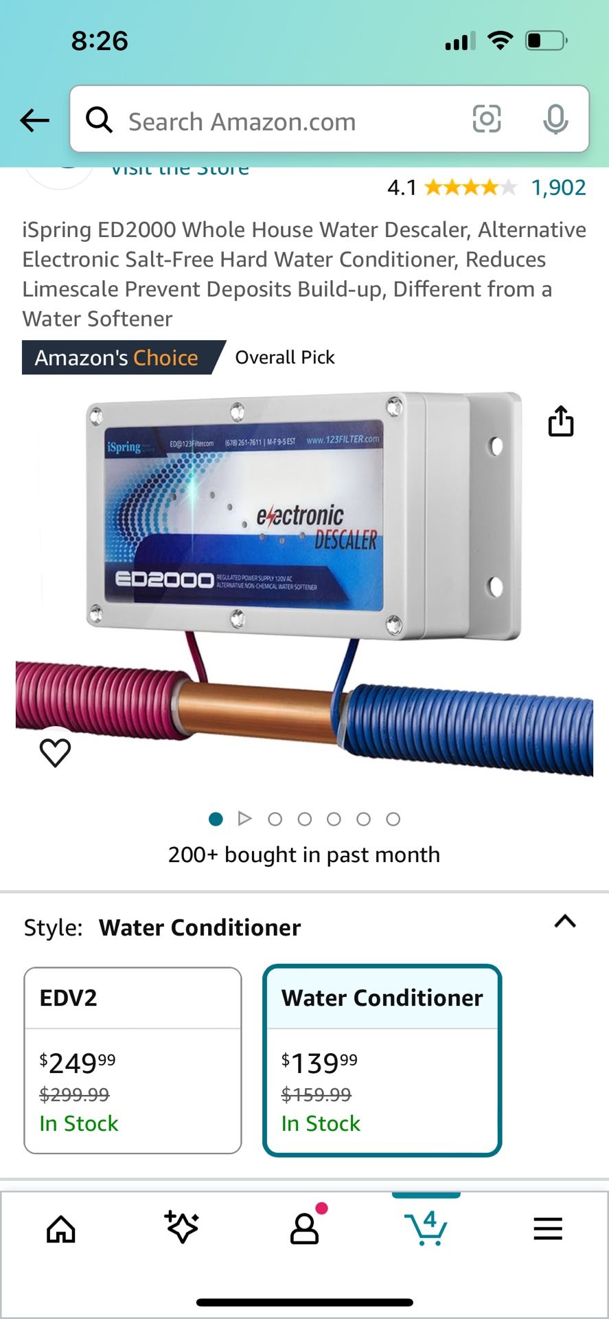 iSpring ED2000 Whole House Electronic Descaler Water Conditioner, Alternative Water Softener