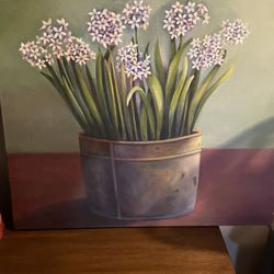 Oil Painting Of Lilly white flowers