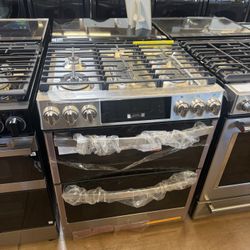 GE profile 30” gas range double oven