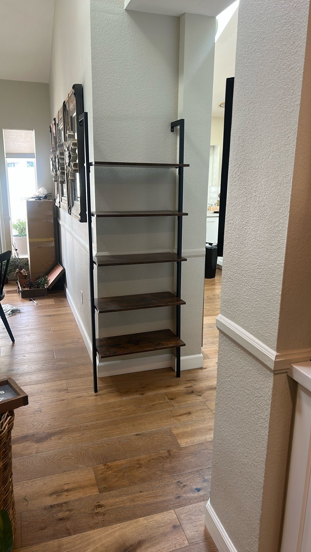 5 Tier Wall Mount Ladder Shelf Rustic Brown