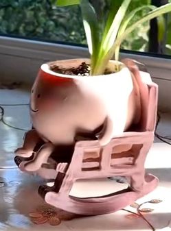 Pot for plants rocking chair
