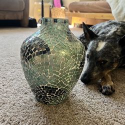 Decorative Mosaic Glass Vase – For Dried Flowers Only