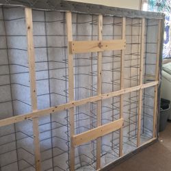 Box Spring And Metal Queen Frame. 