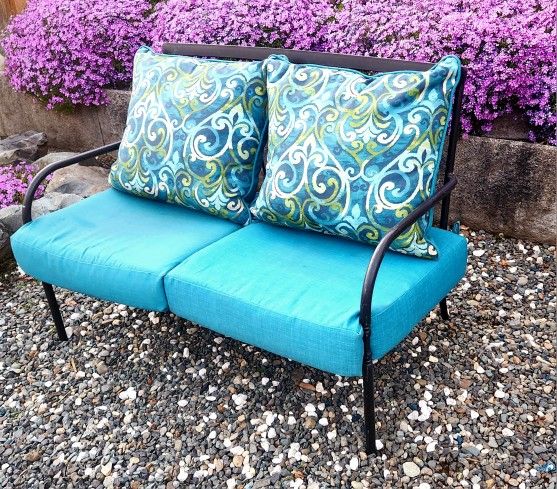 Martha Stewart Aluminum Outdoor Bench With Cushions