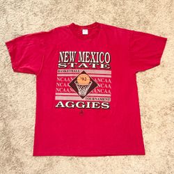 Velva Sheen New Mexico State Aggies Basketball Vintage USA Made T Shirt Adult XL