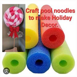 Red Green & White Pool Noodles To Make Christmas Candy Yard Decorations*HAVE TO MAKE YOURSELF