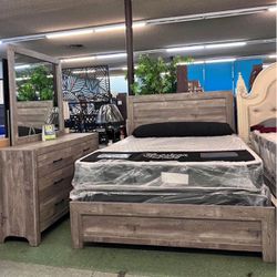 🔥Flash Deal🔥Queen Bed Frame + Dresser + Mirror + Nightstand Only $499, Finance Available 