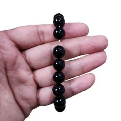 Silver Toned Stainless Steel Black Beaded Lanyard Bracelet