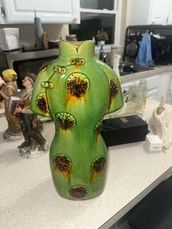 Green Glazed Ceramic Art Vase