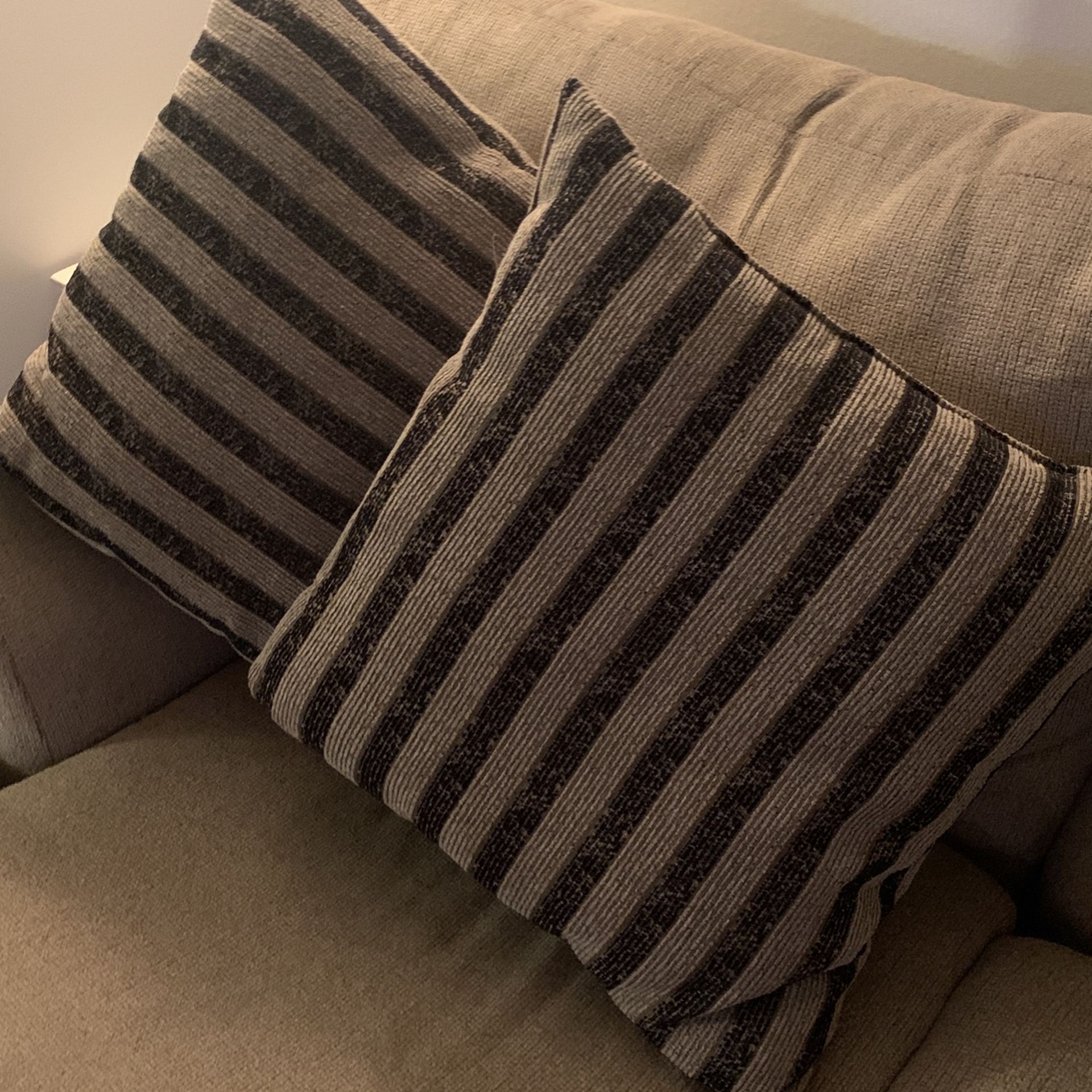 Pair Of Decorative Pillows  Beige And Black  