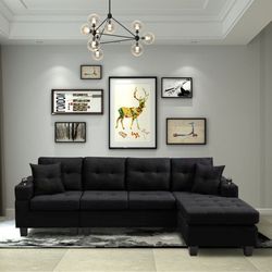 Brand New Mega Sectional Sofa | Black/Grey
