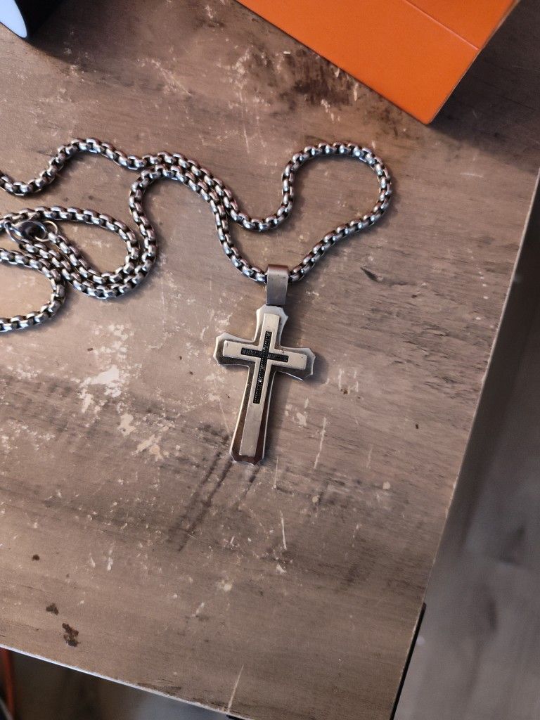 Men's Stainless steel cross Pendant W/chain