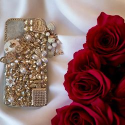 ✨️NEW~Guppy Compatible with iPhone 13 Case for Women Girls Luxury 3D Bling Shiny Rhinestone Diamond Crystal Pearl Handmade Pendant Iron Tower Pumpkin 