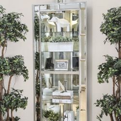 Brand New Glam Mirror  Corner Unit LBook Shelf Curio Display Unit