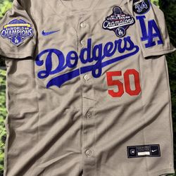 Dodgers Mookie Betts 50 Jersey World Series Champs patches 