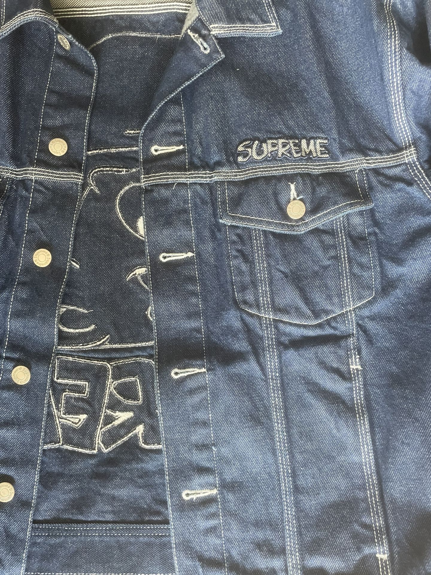 Supreme X Smurf Denim Trucker Jacket Blue