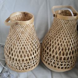  14"bamboo/handmade Lamp Table.  $80 Both.