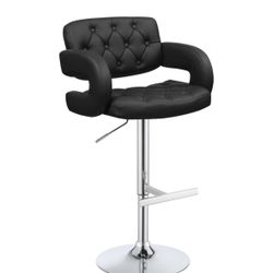 Black Tufted Stool With Arms