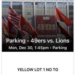 49ers Vs Detroit Lions Yellow Parking Pass