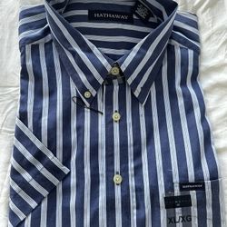 Brand New Hathaway Men’s Striped Short Sleeve Shirt – XL/XG – Classic & Stylish! 