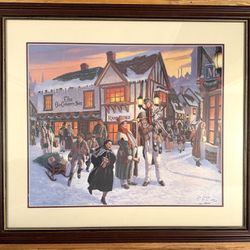 Lee Stamm “ Christmas Eve” Print Featuring Dickens’ Characters And The Curiosity Shop
