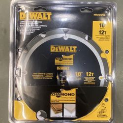 Dewalt 10” 12T Diamond Tipped Synthetic Polycrystalline Saw Blade DWA31012PCD