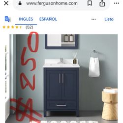 Hermoso Vanity And Top Para Bano De 24” Color Midnight Blue  Nuevo