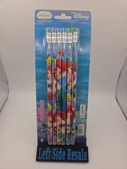 Disney The Little Mermaid 6 Pack Wood Pencils - Brand New Factory Sealed -