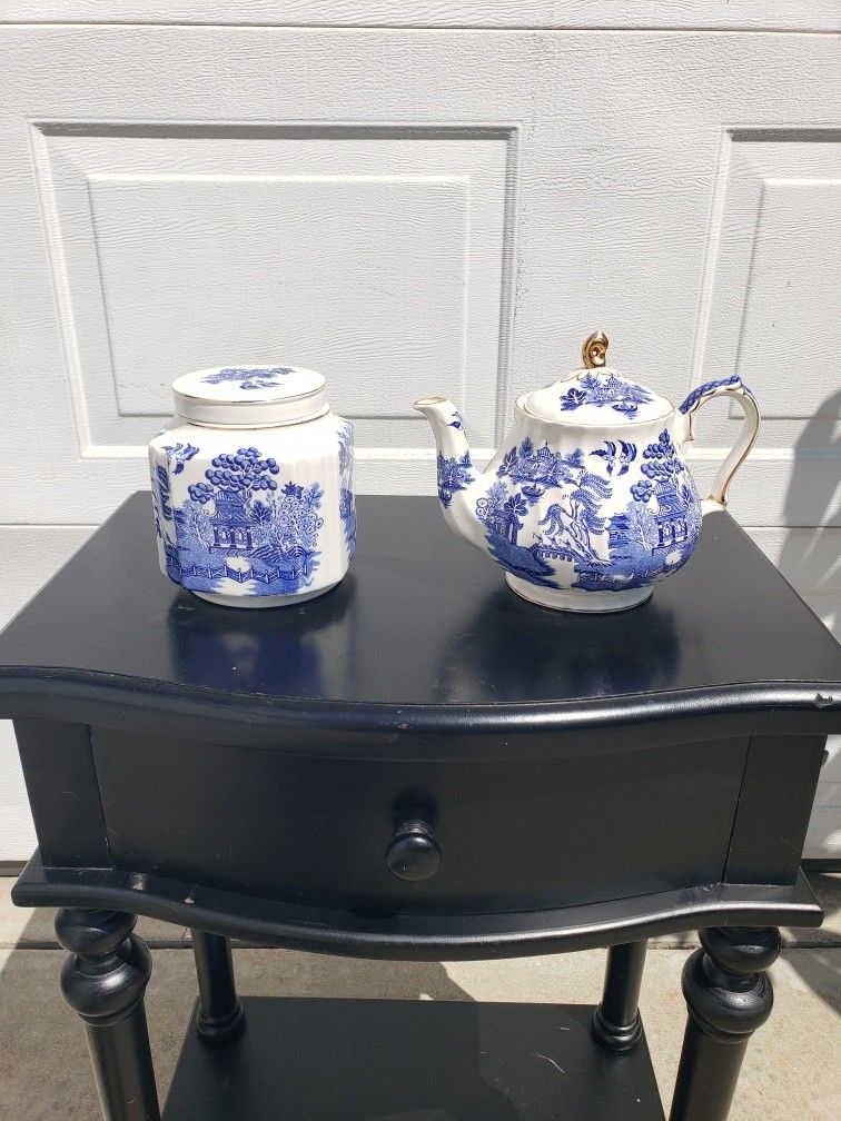 Vintage Teapot And Jar - Both For $30