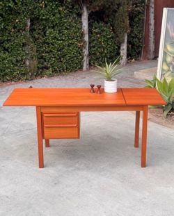 Scandinavian Danish Modern Teak Drop Leaf Desk by G.V. Møbler