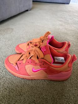 Nike Dunk Low Sneakers Orange Pink Suede